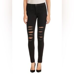 J Brand Maria High Rise Black Distressed Skinny Jeans